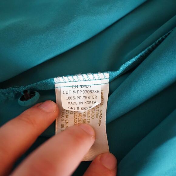 Vintage Christie & Jill Teal Blue Long Sleeve Button Up Womens 20W Plus Size - Picture 6 of 7